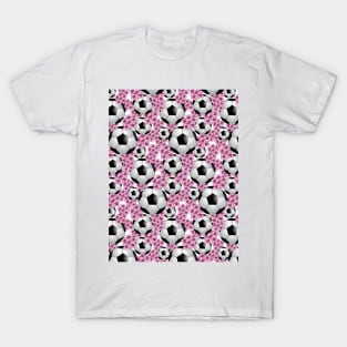 Soccer And Hydrangea Pattern T-Shirt